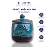  Hũ mứt khắc hoa sen Men hỏa biến 