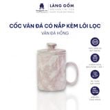  Cốc gốm sứ vân đá tay cầm chữ C có lõi lọc trà, dung tích 350ml 
