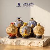  Bình Hút Lộc Đắp Nổi Vàng Kim Công Đào Đuôi Xòe - Bình Tụ Lộc Phong Thủy Quà Tặng Cao Cấp 