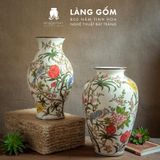  Bình hoa men màu họa tiết vẽ tay chim và hoa đào 