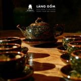  [SẢN PHẨM TẾT 2026] Bộ ấm chén uống trà men hỏa biến màu hoàng kim sa 