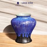  Bình hoa men hỏa biến dáng vò đĩa bay chân cao (TH) 