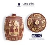  Hũ đựng gạo Bát Tràng khắc nổi Trường Xuân Phú Quý 