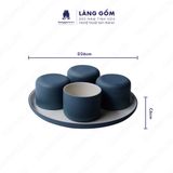  Bộ cốc và đĩa gốm sứ men mát dáng trụ hình trụ không quai 