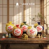  Bình Hút Lộc Tam Phúc Tụ Tài Đắp Nổi 3D Gốm Sứ Bát Tràng – Phúc Lộc Thọ, Quà Tặng Phong Thủy Cao Cấp 