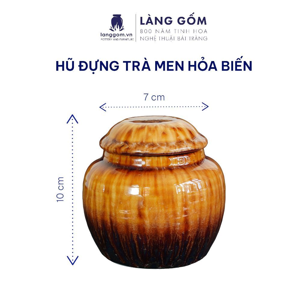  Hũ đựng trà men hoả biến 