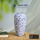  Bình hoa men lam họa tiết hoa lá 