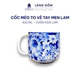  Cốc sứ cao cấp họa tiết vẽ tay thủ công, men lam - dung tích 300 ml - 420 ml 