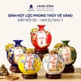  Bình Hút Lộc Vạn Sự Như Ý Đắp Nổi 3D Gốm Sứ Bát Tràng – Bình Tụ Lộc Phong Thủy Quà Tặng Cao Cấp 