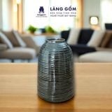  Bình hoa men hỏa biến dáng chuông màu mộc chỉ đen 