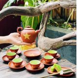 Bộ ấm chén đất nung vẽ sao vàng Việt Nam 
