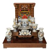  Ống hương đựng nhang chân bằng men rạn đắp nổi 