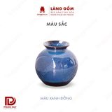  Bình hoa men hỏa biến dáng vò tròn màu xanh đồng 