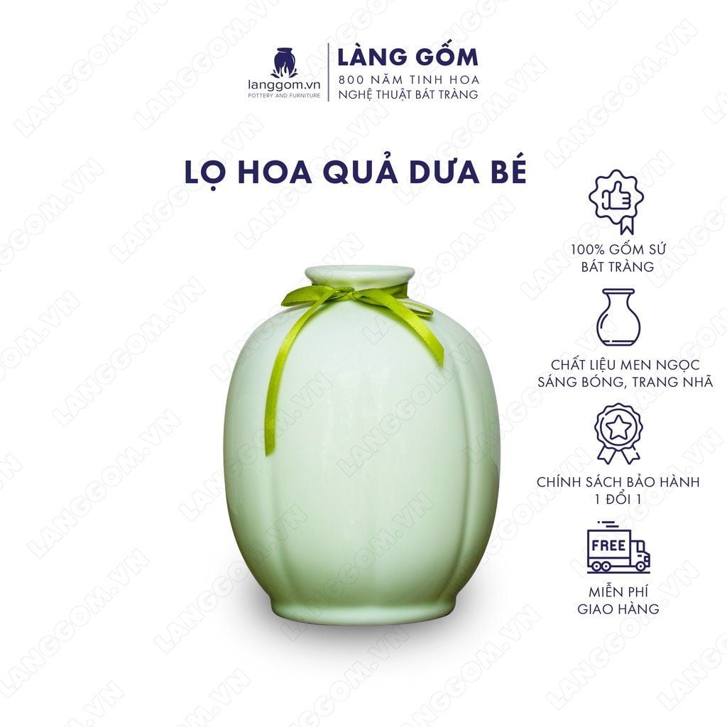  BBình hoa men ngọc dáng quả dưa bé 