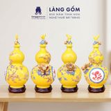  Bình Hồ Lô Tích Lộc Phong Thủy - Đắp Nổi Thuận Buồm, Tài Lộc Dát Vàng 18K - Quà Tặng Gốm Sứ Bát Tràng Cao Cấp 