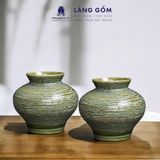  Bình hoa men hỏa biến dáng vò đĩa bay chân thấp (TH) 