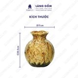  Bình hoa men hỏa biến dáng quả hồng màu hổ phách nâu 