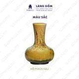  Bình hoa men hỏa biến dáng tỏi dẹt màu hổ phách nâu 