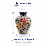  Lọ hoa vẽ bách hoa chấm màu dáng vò, họa tiết trổ sen cá 
