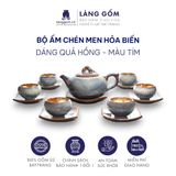  Bộ ấm chén men hỏa biến dáng Quả hồng 