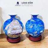  Bình hút lộc vân đá vẽ nổi Thuyền Buồm phong thủy 