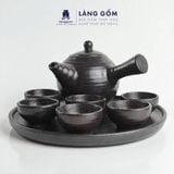  Bộ ấm chén quai chuôi màu đen sần không vệt 