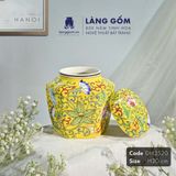  Bình hoa men màu vàng họa tiết vẽ hoa dây 
