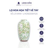  Bình hoa men màu hoạ tiết vẽ lá xanh 