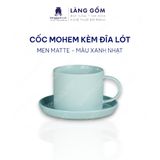  Cốc ly sứ gốm có quai men mờ kiểu mohem cùng đĩa lót 