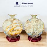  Bình hút lộc vân đá vẽ nổi Thuyền Buồm phong thủy 