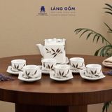 Bộ ấm chén vẽ tay dáng vuông nhiều họa tiết 