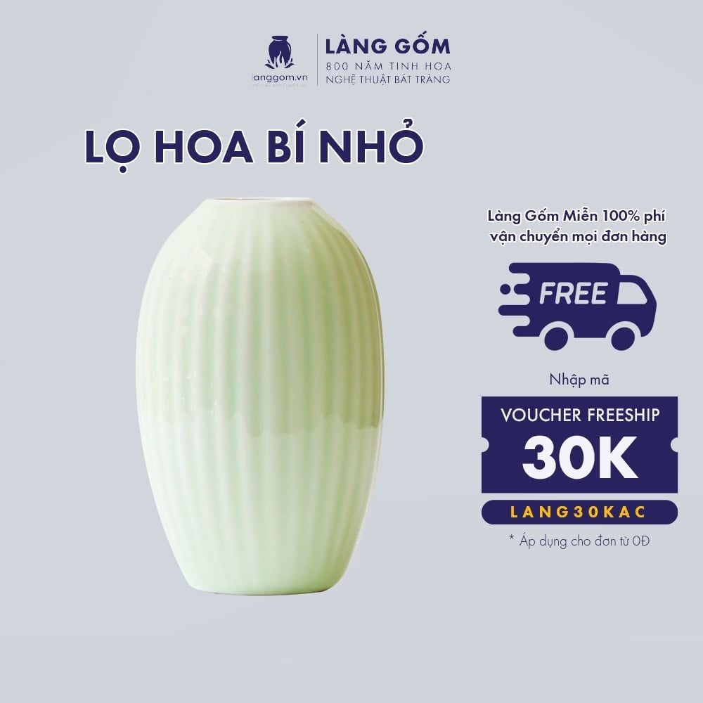  Bình hoa men ngọc dáng bí nhỏ 