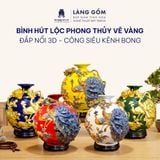  Bình Hút Lộc Công Đào Kênh Bong Đắp Nổi Gốm Sứ Bát Tràng – Bình Tụ Lộc Phong Thủy Quà Tặng Cao Cấp 