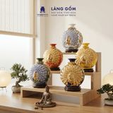  Bình Hút Lộc Đắp Nổi Vàng Kim Công Đào Đuôi Xòe - Bình Tụ Lộc Phong Thủy Quà Tặng Cao Cấp 