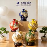  Bình Hút Lộc Gốm Sứ Bát Tràng Đắp Nổi Mã Đáo Thành Công Vẽ Vàng Kim - Quà Tặng Phong Thủy Cao Cấp 