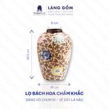  Lọ hoa vẽ bách hoa chấm màu dáng vò chum - Gốm sứ Biên Hòa 