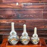  Nậm rượu thờ cúng 2 bầu men rạn đắp nổi 