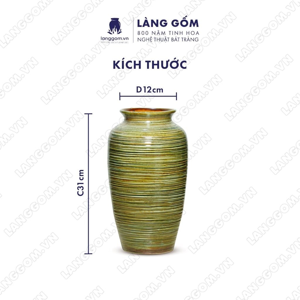 Bình hoa men hỏa biến dáng vò cao đại màu mộc khô 