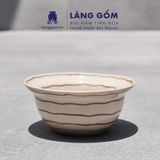  Bát ăn cơm, chén gia vị miệng tròn hoa văn lòng xoắn chỉ đen 