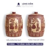  Hũ đựng gạo Bát Tràng khắc nổi Trường Xuân Phú Quý 