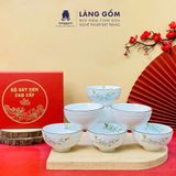  Bộ bát cơm vân đá vẽ hoa đào trắng (TH) 