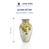 Bình hoa men màu vẽ tay họa tiết hoa cúc vàng 