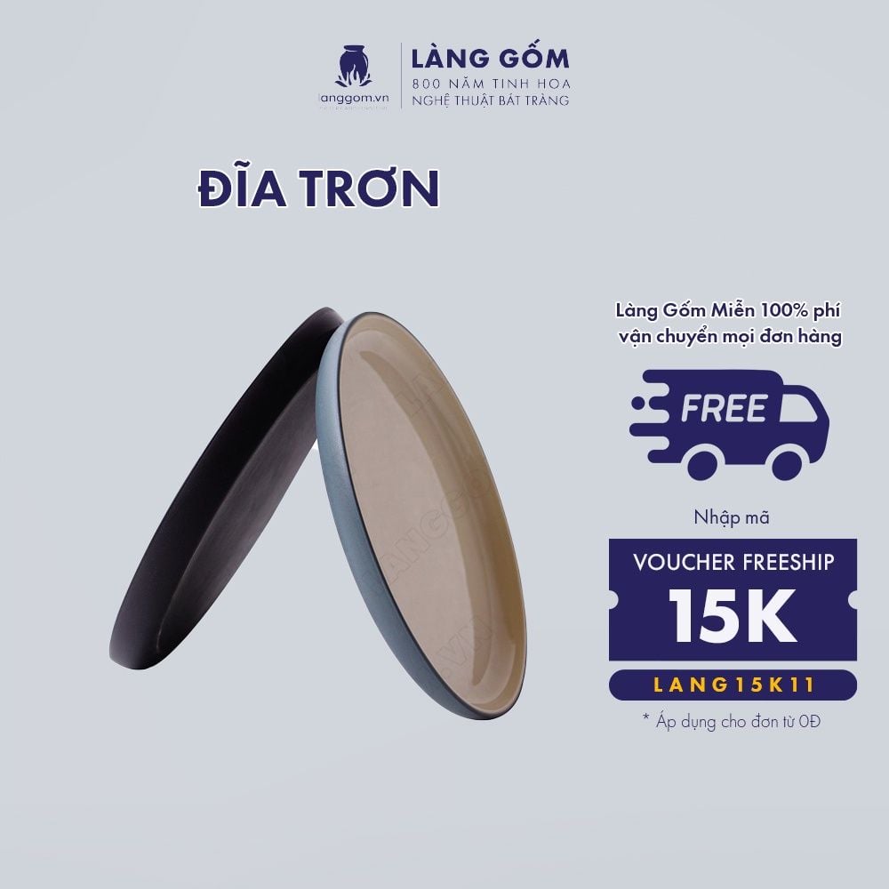  Đĩa gốm sứ nhiều màu, men mát, kiểu trơn 