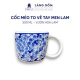  Cốc sứ cao cấp họa tiết vẽ tay thủ công, men lam - dung tích 300 ml - 420 ml 