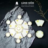  Bộ bát đĩa hoa mặt trời men kem vẽ mai vàng 