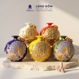  Bình Hút Lộc Công Đào Đuôi Xòe Đắp Nổi Gốm Sứ Bát Tràng – Bình Tụ Lộc Phong Thủy Quà Tặng Cao Cấp 