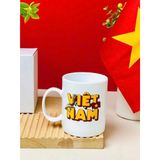  Cốc uống trà men trắng in lá cờ Việt Nam, Độc lập Tự do 