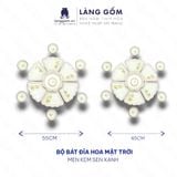  Bộ bát đĩa hoa mặt trời men kem vẽ sen xanh 