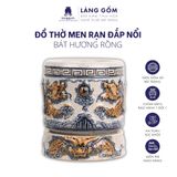  Bát hương men rạn đắp nổi họa tiết hoa rồng 