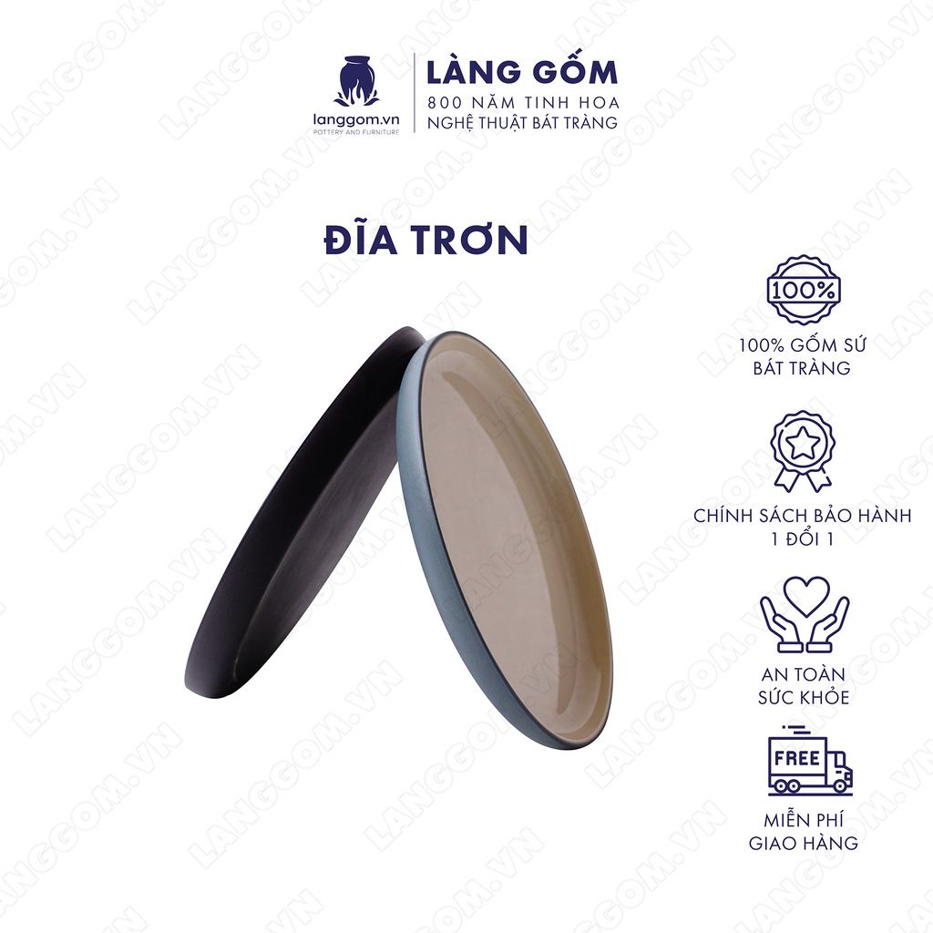  Đĩa gốm sứ nhiều màu, men mát, kiểu trơn 
